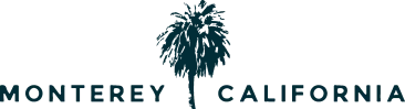 A teal Monterey, California logo with a palm tree between the words “MONTEREY” and “CALIFORNIA” on a black background.